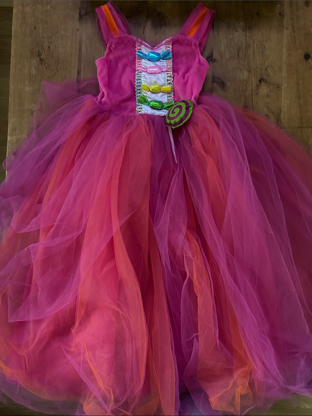 I WANT TO BE PINK TULLE CANDY DRESS GIRLS LARGE 6 X HALLOWEEN